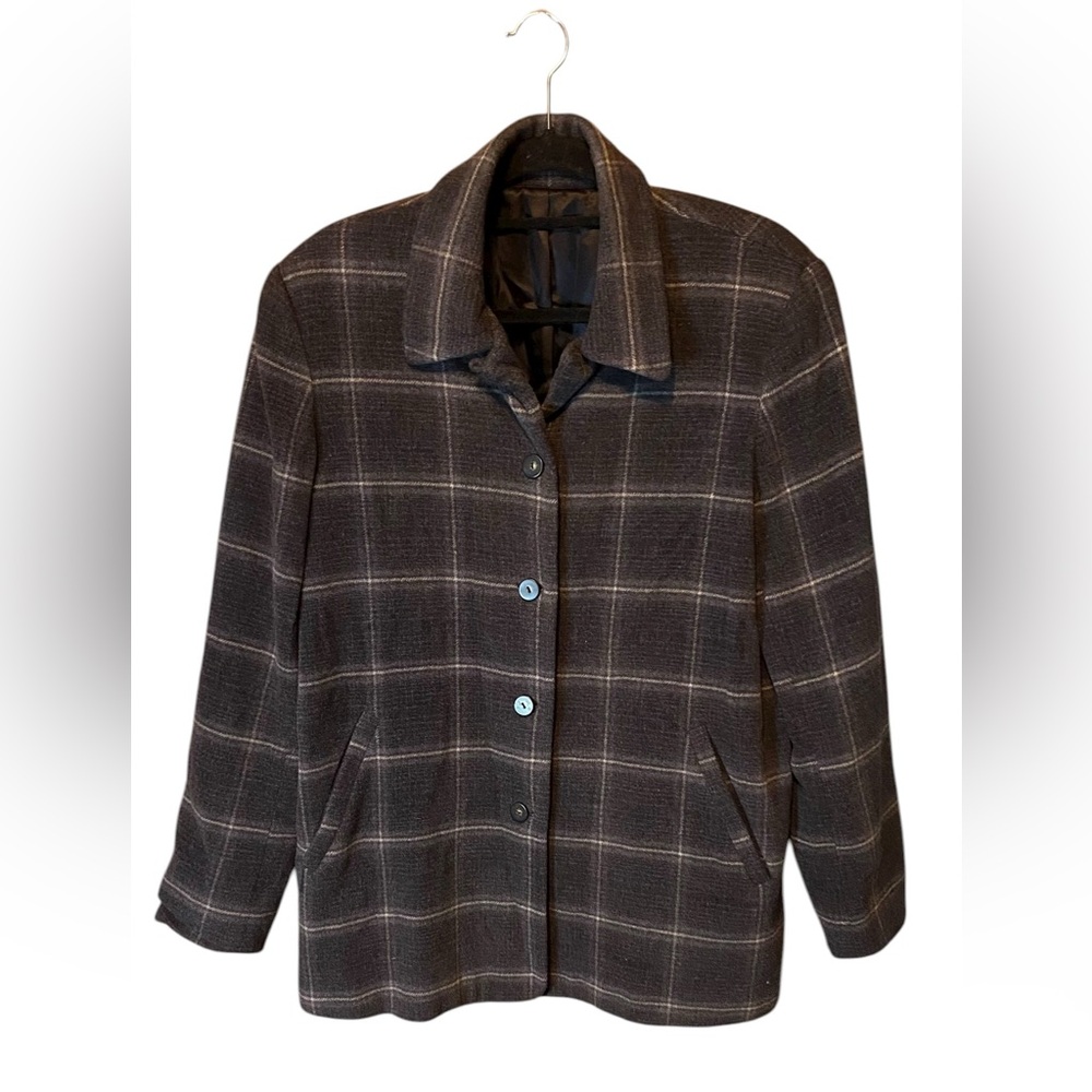 Isda & Co Plaid Wool Teddy Jacket Size Large Oversized Cozy Fall Winter Coat